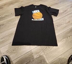 Nike Black T-Shirt with Orange Basketball and Blue Logo